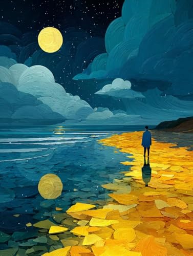 Malen Nach Zahlen Erwachsene Mond, DIY Basteln Erwachsene Leinwand Kit für Wanddeko, Strand Malen Nach Zahlen Mit Pinseln und Acrylfarbe, DIY Paint by Numbers, Geschenke für Frauen, 60x90cm 0-8820 Malen Nach Zahlen Erwachsene Mond, DIY Basteln Erwachsene Leinwand Kit für Wanddeko, Strand Malen Nach Zahlen Mit Pinseln und Acrylfarbe, DIY Paint by Numbers, Geschenke für Frauen, 60x90cm 0-8820 von Generic
