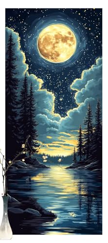 Malen Nach Zahlen Erwachsene Mond,DIY Malen Nach Zahlen XXL Paint by Numbers für Anfänger,Bastelset Handgemalt Ölgemälde Kreativ Set Mit Pinseln und Acrylfarbe,Home Décor Landschaft 60 X 150cm Y1422 von Generic