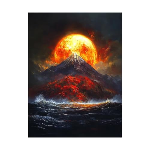 Malen Nach Zahlen Erwachsene Mond DIY Set Erwachsene mit Leinwand zum Bemalen Berg 135x100CM 36 Farben Acrylfarben Set und Pinsel, Malen Nach Zahlen Kinder für Deko Wohnzimmer Geschenke 2YH-14906 von Generic