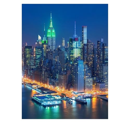 Malen Nach Zahlen Erwachsene New York DIY Set Erwachsene mit Leinwand zum Bemalen Hafen 135x100 cm 36 Farben Acrylfarben Set Pinsel, Malen Nach Zahlen Kinder, Zimmer Deko Geschenke für Frauen YH2-1041 von Generic