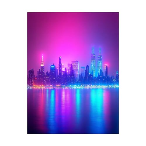 Malen Nach Zahlen Erwachsene New York DIY Set Erwachsene mit Leinwand zum Bemalen Stadt 100 x 135 cm 36 Farben Acrylfarben Set und Pinsel, Malen Nach Zahlen Kinder für Zimmer Deko Geschenke 2YH-14932 von Generic