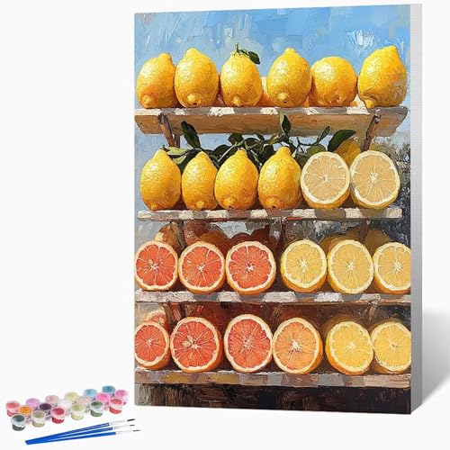 Malen Nach Zahlen Erwachsene Obst Malen Nach Zahlen Orange, Bastelset Erwachsene Mit 3-Pinseln Und Acrylfarbe, DIY Handgemalt öLgemäLde Kit FüR Geschenke, Zimmer Deko 30×40cm Ohne Rahmen -LKF0730TZ von Generic