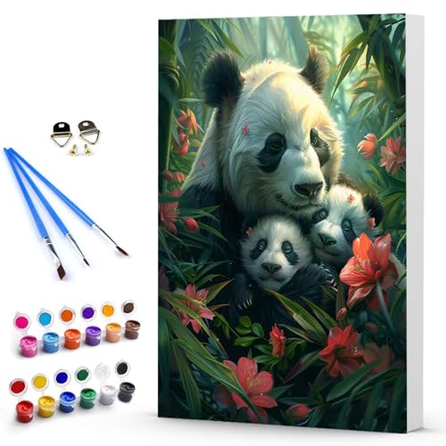 Malen Nach Zahlen Erwachsene Panda Malen Nach Zahlen Bastelset Erwachsene, DIY Blume Mit Pinseln und Acrylfarben Handgemalt Ölgemälde Leinwand Set, Home Deko 100 x 135 CM Ohne Rahmen -TL2503ZR8 von Generic