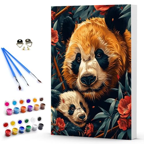 Malen Nach Zahlen Erwachsene Panda Malen Nach Zahlen Bastelset Erwachsene, DIY Blume Mit Pinseln und Acrylfarben Handgemalt Ölgemälde Leinwand Set, Home Deko Geschenk (100x135cm) Ohne Rahmen -TL25035O von Generic