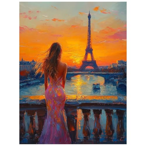 Malen Nach Zahlen Erwachsene Paris Malen Nach Zahlen Kinder, DIY Set Erwachsene mit Pinselset Acrylfarben Set Leinwand zum Bemalen 135 x 100 cm, Sonnenuntergang Paint by Numbers Zimmer Deko 8YH-3171 von Generic