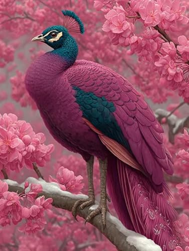 Malen Nach Zahlen Erwachsene Pfau, Malen Nach Zahlen Blume, DIY Basteln Erwachsene Leinwand Kits, DIY Paint by Numbers Adult Kits Mit Pinseln und Acrylfarbe, Geschenk für Wanddeko, 60x90cm N-2606 von Generic