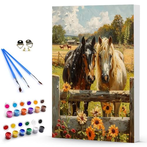 Malen Nach Zahlen Erwachsene Pferd Malen Nach Zahlen Bastelset Erwachsene, DIY Blume Mit Pinseln und Acrylfarben Handgemalt Ölgemälde Leinwand Set, Home Deko Geschenk (60x80cm) Ohne Rahmen -TL2503H0 von Generic