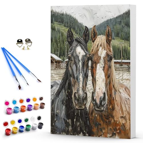 Malen Nach Zahlen Erwachsene Pferd Malen Nach Zahlen Bastelset Erwachsene, DIY Tier Mit Pinseln und Acrylfarben Handgemalt Ölgemälde Leinwand Set, Home Deko Geschenk 30 x 40 CM Ohne Rahmen -TL2503DH von Generic