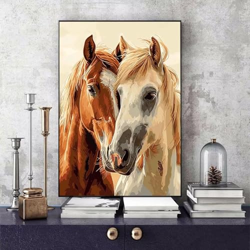 Malen Nach Zahlen Erwachsene Pferd Malen Nach Zahlen Tier, DIY Set Erwachsene Paint by Numbers mit 3 Pinsel und Acrylfarben für Zimmer Deko Wohnzimmer, Geschenke für Frauen 100 x 135 cm -bby2506H6 von Generic