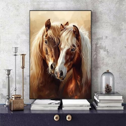 Malen Nach Zahlen Erwachsene Pferd Malen Nach Zahlen Tier, DIY Set Erwachsene Paint by Numbers mit 3 Pinsel und Acrylfarben für Zimmer Deko Wohnzimmer, Geschenke für Frauen 20 x 30 cm -bby250669 von Generic