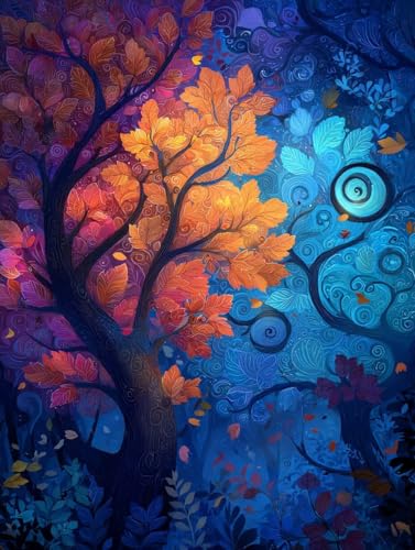 Malen Nach Zahlen Erwachsene Pflanzen, Malen Nach Zahlen für Zimmer Deko, DIY Basteln Erwachsene Leinwand Kit, Baum Paint by Numbers Kits Mit Pinseln und Acrylfarbe, Geschenke, 90x120cm 4-7576 von Generic