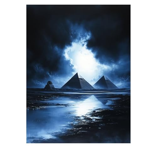 Malen Nach Zahlen Erwachsene Pyramide DIY Set Erwachsene mit Leinwand zum Bemalen Nachtansicht 100x135 cm 36 Farben Acrylfarben Set Pinsel, Malen Nach Zahlen Kinder, Geschenke für Frauen YH2-2464 von Generic