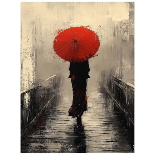 Malen Nach Zahlen Erwachsene Regenschirm Malen Nach Zahlen Kinder, DIY Set Erwachsene mit Pinselset Acrylfarben Set Leinwand zum Bemalen 135x100cm, Frau Paint by Numbers Deko wohnzimmer 8YH-3157 von Generic