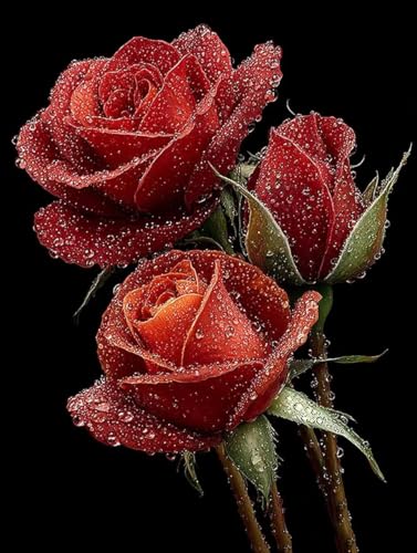 Malen Nach Zahlen Erwachsene Rose, Malen Nach Zahlen Blume, DIY Basteln Erwachsene Leinwand Kits, DIY Paint by Numbers Adult Kits Mit Pinseln und Acrylfarbe, Geschenk für Wanddeko, 30x40cm 4-6663 von Generic
