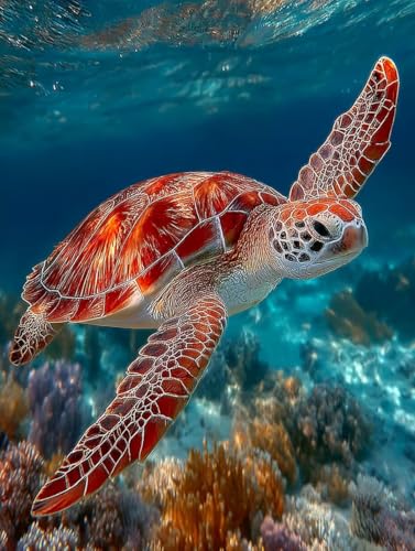 Malen Nach Zahlen Erwachsene SchildkröTe, DIY Basteln Erwachsene Leinwand Kit für Wanddeko, Meer Malen Nach Zahlen Mit Pinseln und Acrylfarbe, DIY Paint by Numbers, Geschenke, 100x135cm 8-6410 von Generic