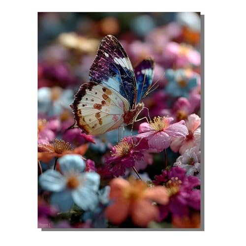 Malen Nach Zahlen Erwachsene Schmetterling, Groß DIY Malen Nach Zahlen Mit Rahmen Blume, Anfänger Bastelset Pinsel und 36 Acrylfarbe, Paint by Numbers Basteln für Wand Dekor Geschenk 100x135cm ZBSDK89 von Generic
