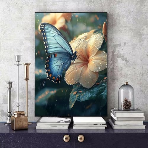 Malen Nach Zahlen Erwachsene Schmetterling Malen Nach Zahlen Blume, DIY Set Erwachsene Paint by Numbers mit 3 Pinsel und Acrylfarben für Zimmer Deko Wohnzimmer, Geschenke 40 x 60 cm -bby250605EFB von Generic