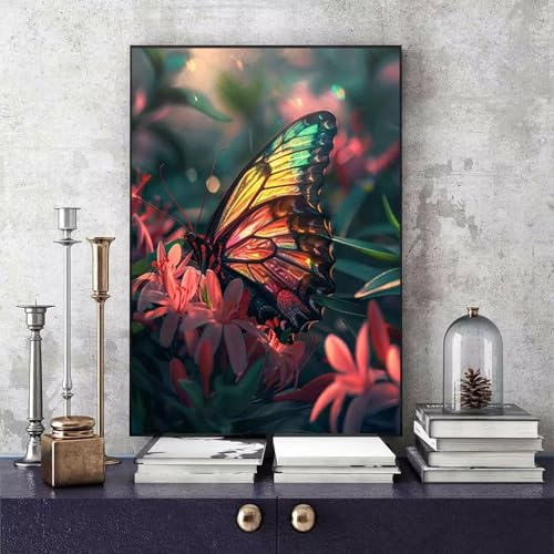 Malen Nach Zahlen Erwachsene Schmetterling Malen Nach Zahlen Tier, DIY Set Erwachsene Paint by Numbers mit 3 Pinsel und Acrylfarben für Zimmer Deko Wohnzimmer, Geschenke 30 x 40 cm -bby2506IM19G von Generic