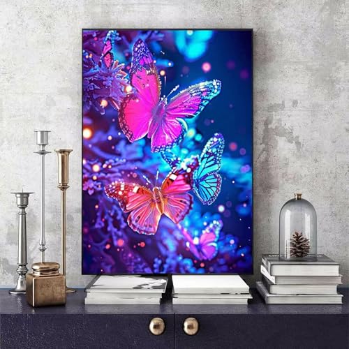 Malen Nach Zahlen Erwachsene Schmetterling Malen Nach Zahlen Tier, DIY Set Erwachsene Paint by Numbers mit 3 Pinsel und Acrylfarben für Zimmer Deko Wohnzimmer, Geschenke 40 X 50 CM -bby2506UE9EO von Generic