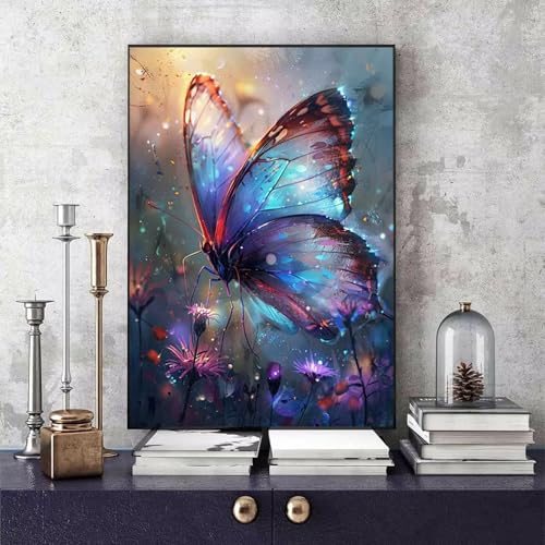 Malen Nach Zahlen Erwachsene Schmetterling Malen Nach Zahlen Tier, DIY Set Erwachsene Paint by Numbers mit 3 Pinsel und Acrylfarben für Zimmer Deko Wohnzimmer, Geschenke 40 x 60 cm -bby250680H26 von Generic