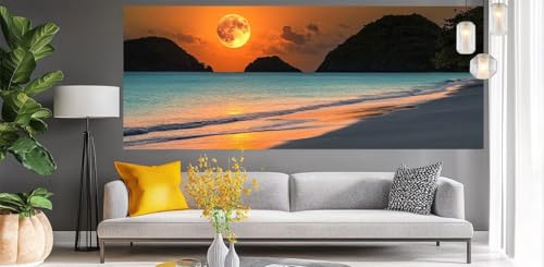 Malen Nach Zahlen Erwachsene Sonnenuntergang, DIY Paint by Numbers für Anfänger, Bastelset Handgemalt Ölgemälde Kreativ Set Mit 3-Pinseln und Acrylfarbe, Geschenk Home Wand Décor Meer 80 X 200cm Y455 Malen Nach Zahlen Erwachsene Sonnenuntergang, DIY Paint by Numbers für Anfänger, Bastelset Handgemalt Ölgemälde Kreativ Set Mit 3-Pinseln und Acrylfarbe, Geschenk Home Wand Décor Meer 80 X 200cm Y455 von Generic