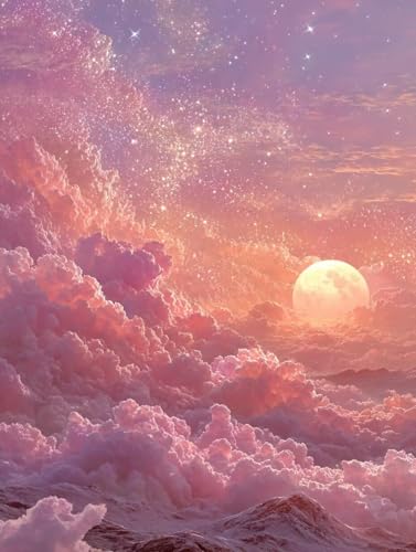 Malen Nach Zahlen Erwachsene Sonnenuntergang, Malen Nach Zahlen Sternenhimmel, DIY Basteln Erwachsene Leinwand Kits, DIY Paint by Numbers Adult Kit Mit Pinseln und Acrylfarbe, Wanddeko 90x120cm 4-6032 von Generic