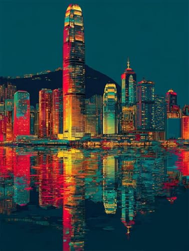 Malen Nach Zahlen Erwachsene Stadt, Malen Nach Zahlen Landschaft, DIY Basteln Erwachsene Leinwand Kits, DIY Paint by Numbers Adult Kits Mit Pinseln und Acrylfarbe, Geschenk für Wanddeko 60x90cm G-6015 von Generic