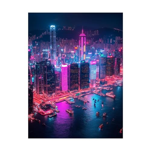 Malen Nach Zahlen Erwachsene Stadt DIY Set Erwachsene mit Leinwand zum Bemalen New York 40x30CM 36 Farben Acrylfarben Set und Pinsel, Malen Nach Zahlen Kinder für Zimmer Deko Geschenke 2YH-8436 von Generic