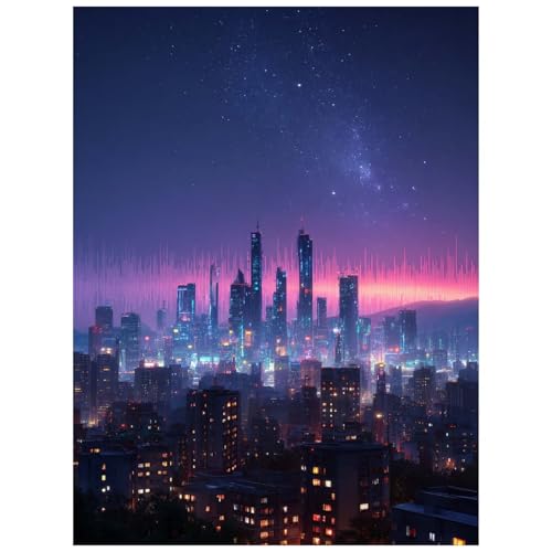 Malen Nach Zahlen Erwachsene Stadt Malen Nach Zahlen Kinder, DIY Set Erwachsene mit Pinselset Acrylfarben Set Leinwand zum Bemalen 100 x 135cm, Sternenhimmel Paint by Numbers Deko wohnzimmer 8YH-6475 von Generic