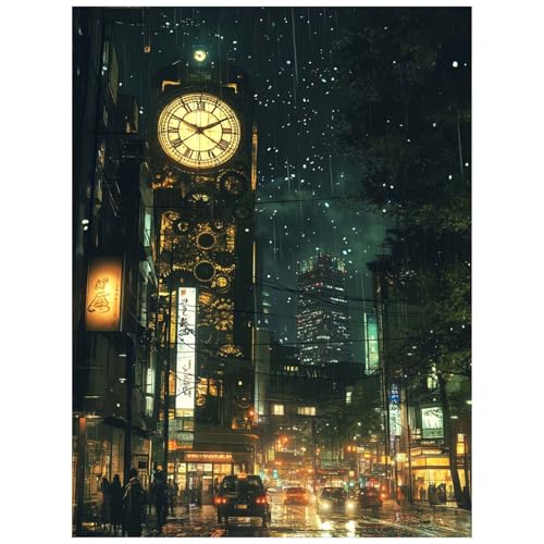Malen Nach Zahlen Erwachsene Stadt Malen Nach Zahlen Kinder, DIY Set Erwachsene mit Pinselset Acrylfarben Set Leinwand zum Bemalen 95x70cm, Nachtansicht Paint by Numbers Deko wohnzimmer 8YH-4976 von Generic