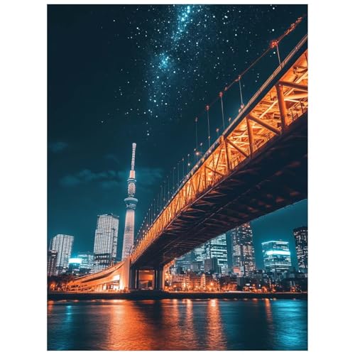 Malen Nach Zahlen Erwachsene Stadtnachtszene Malen Nach Zahlen Kinder, DIY Set Erwachsene mit Pinselset Acrylfarben Set Leinwand zum Bemalen 70x50cm, Brücke Paint by Numbers Deko wohnzimmer 8YH-5338 Malen Nach Zahlen Erwachsene Stadtnachtszene Malen Nach Zahlen Kinder, DIY Set Erwachsene mit Pinselset Acrylfarben Set Leinwand zum Bemalen 70x50cm, Brücke Paint by Numbers Deko wohnzimmer 8YH-5338 von Generic