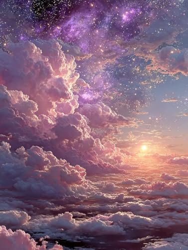 Malen Nach Zahlen Erwachsene Sternenhimmel, DIY Basteln Erwachsene Leinwand Kit Wanddeko Sonnenuntergang Malen Nach Zahlen Mit Pinseln und Acrylfarbe, DIY Paint by Numbers, Geschenke, 100x135cm S-8455 von Generic