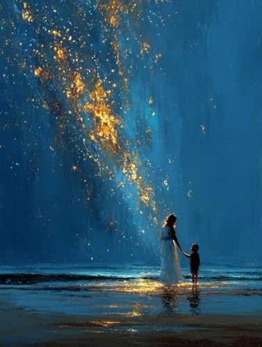 Malen Nach Zahlen Erwachsene Sternenhimmel, DIY Basteln Erwachsene Leinwand Kit für Wanddeko, Frau Malen Nach Zahlen Mit Pinseln und Acrylfarbe, DIY Paint by Numbers, Geschenke, 100x135cm 0-8523 von Generic