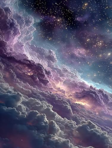 Malen Nach Zahlen Erwachsene Sternenhimmel, DIY Basteln Erwachsene Leinwand Kit für Wanddeko, Wolke Malen Nach Zahlen Mit Pinseln und Acrylfarbe, DIY Paint by Numbers, Geschenke, 100x135cm 4-7965 von Generic