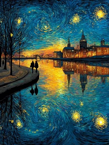 Malen Nach Zahlen Erwachsene Sternenhimmel, DIY Malen Nach Zahlen Kits Baum, DIY Basteln Erwachsene Paint by Numbers Kits Mit Pinseln und Acrylfarbe, für Zimmer Deko, Geschenke, 50x70cm 8-3649 von Generic