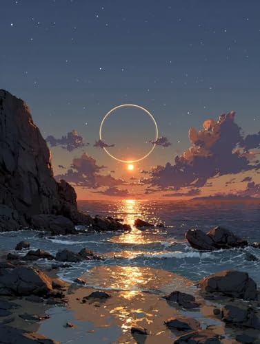 Malen Nach Zahlen Erwachsene Sternenhimmel, Malen Nach Zahlen Sonnenuntergang, DIY Basteln Erwachsene Leinwand Kits, DIY Paint by Numbers Adult Kit Mit Pinseln und Acrylfarbe, Wanddeko 90x120cm W-6240 von Generic