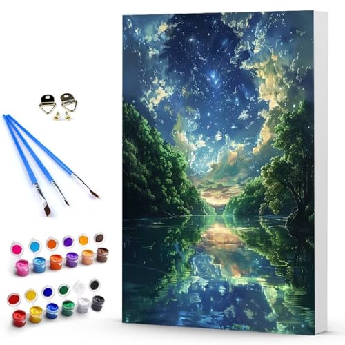 Malen Nach Zahlen Erwachsene Sternenhimmel Malen Nach Zahlen Bastelset Erwachsene, Landschaft Mit Pinseln und Acrylfarben Handgemalt Ölgemälde Leinwand Set, Geschenk 100 x 135 CM Ohne Rahmen -TL25039L von Generic
