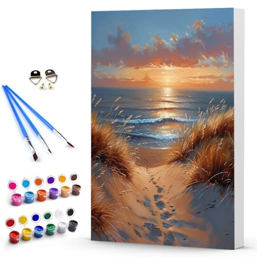 Malen Nach Zahlen Erwachsene Strand Malen Nach Zahlen Bastelset Erwachsene, DIY Landschaft Mit Pinseln und Acrylfarben Handgemalt Ölgemälde Leinwand Set, Home Deko 40 x 50 cm Ohne Rahmen -TL250314 von Generic