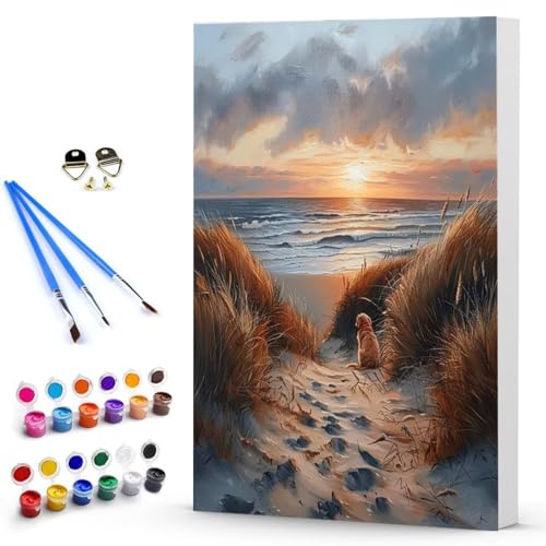 Malen Nach Zahlen Erwachsene Strand Malen Nach Zahlen Bastelset Erwachsene, DIY Landschaft Mit Pinseln und Acrylfarben Handgemalt Ölgemälde Leinwand Set, Home Deko 70x95 cm Ohne Rahmen -TL25036P von Generic