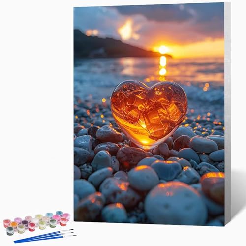 Malen Nach Zahlen Erwachsene Strand Malen Nach Zahlen Kristall, Bastelset Erwachsene Mit 3-Pinseln Und Acrylfarbe, DIY Handgemalt öLgemäLde Kit FüR Geschenke, Deko 20×30cm Ohne Rahmen -LKF07928I von Generic
