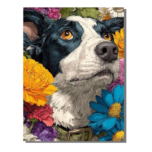 Malen Nach Zahlen Erwachsene Tier, Groß DIY Malen Nach Zahlen Hund, Anfänger Frauen Bastelset, Pinsel und 36 Acrylfarbe, Paint by Numbers Basteln für Wand Dekor Geschenk 100x135cm ZBSWK99 von Generic