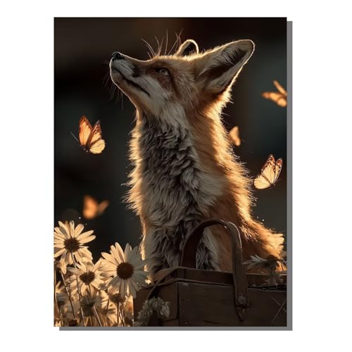 Malen Nach Zahlen Erwachsene Tier, Groß DIY Malen Nach Zahlen Mit Rahmen Fuchs, Anfänger Bastelset, Pinsel und 36 Acrylfarbe, Paint by Numbers Basteln für Wand Dekor Geschenk 100x135cm ZBSDK104 von Generic