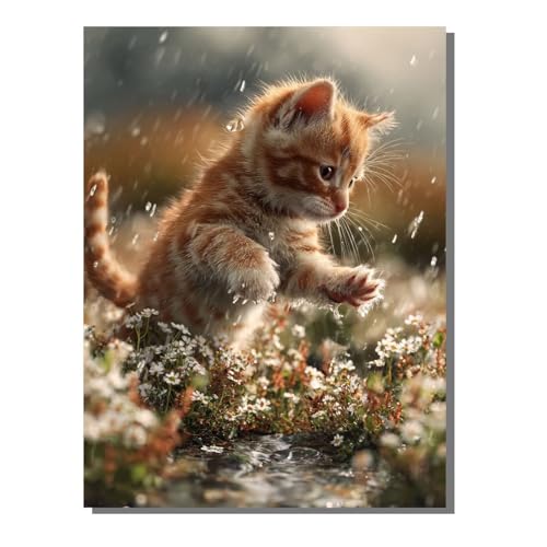 Malen Nach Zahlen Erwachsene Tier, Groß DIY Malen Nach Zahlen Mit Rahmen Katze, Anfänger Bastelset, Pinsel und 36 Acrylfarbe, Paint by Numbers Basteln für Wand Dekor Geschenk 100x135cm ZBSDK105 von Generic