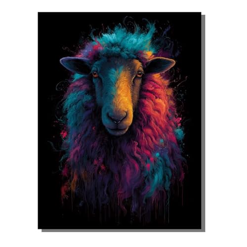 Malen Nach Zahlen Erwachsene Tier, Groß DIY Malen Nach Zahlen Schaf, Anfänger Frauen Bastelset, Pinsel und 36 Acrylfarbe, Paint by Numbers Basteln für Wand Dekor Geschenk 100x135cm ZBSWK93 von Generic