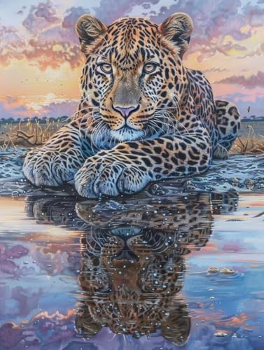 Malen Nach Zahlen Erwachsene Tier, Malen Nach Zahlen Leopard, DIY Basteln Erwachsene Leinwand Kit Mit Pinseln und Acrylfarbe, DIY Paint by Numbers Kits, für Wanddeko, Geschenk, 60x90cm O-1110 von Generic