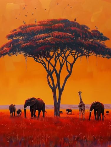Malen Nach Zahlen Erwachsene Tier Malen Nach Zahlen Baum, Painting by Numbers, DIY Basteln Erwachsene Handgemalt Ölgemälde Set Mit Pinseln und Acrylfarbe für Zimmer Deko Geschenke 30x40cm 0-6829 von Generic