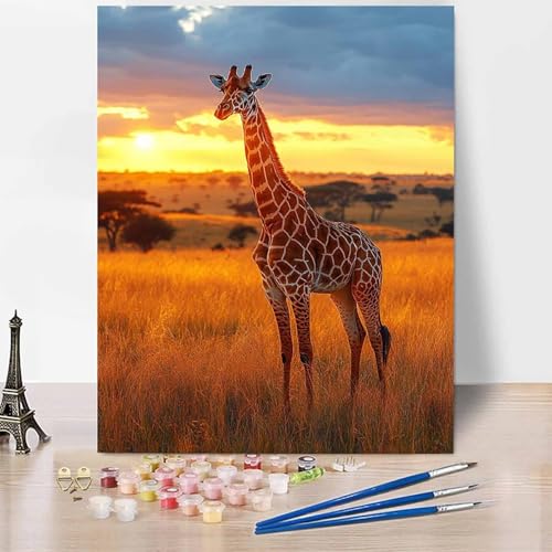 Malen Nach Zahlen Erwachsene Tier Malen Nach Zahlen Giraffe, DIY Set Erwachsene Anfänger Mit 3 - Pinseln und Acrylfarbe, Handgemalt Ölgemälde für Frauen, Deko Wohnzimmer 40 x 50 cm Ohne Rahmen -XY22T von Generic