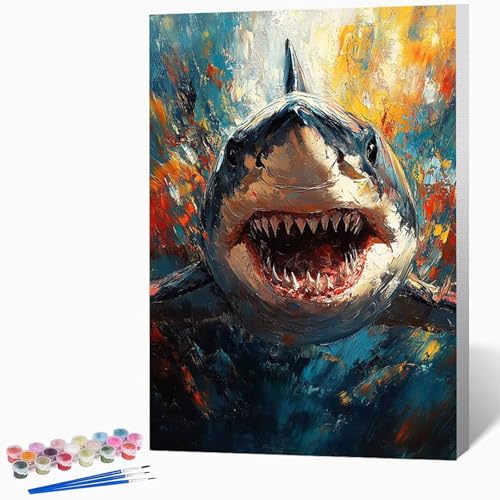 Malen Nach Zahlen Erwachsene Tier Malen Nach Zahlen Hai, Bastelset Erwachsene Mit 3-Pinseln Und Acrylfarbe, DIY Handgemalt öLgemäLde Kit FüR Geschenke, Zimmer Deko 20x30cm Ohne Rahmen -LKF07834F Malen Nach Zahlen Erwachsene Tier Malen Nach Zahlen Hai, Bastelset Erwachsene Mit 3-Pinseln Und Acrylfarbe, DIY Handgemalt öLgemäLde Kit FüR Geschenke, Zimmer Deko 20x30cm Ohne Rahmen -LKF07834F von Generic