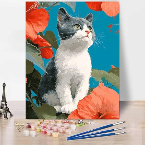 Malen Nach Zahlen Erwachsene Tier Malen Nach Zahlen Katze, DIY Set Erwachsene Anfänger Mit 3 - Pinseln und Acrylfarbe, Handgemalt Ölgemälde für Frauen, Deko Wohnzimmer 40 x 60 cm Ohne Rahmen -XY77P Malen Nach Zahlen Erwachsene Tier Malen Nach Zahlen Katze, DIY Set Erwachsene Anfänger Mit 3 - Pinseln und Acrylfarbe, Handgemalt Ölgemälde für Frauen, Deko Wohnzimmer 40 x 60 cm Ohne Rahmen -XY77P von Generic