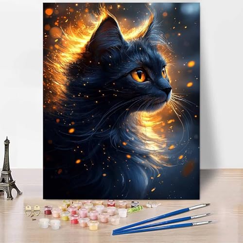 Malen Nach Zahlen Erwachsene Tier Malen Nach Zahlen Katze, DIY Set Erwachsene Anfänger Mit 3 - Pinseln und Acrylfarbe, Handgemalt Ölgemälde für Frauen, Deko Wohnzimmer 70 x 95 cm Ohne Rahmen -XY176 von Generic